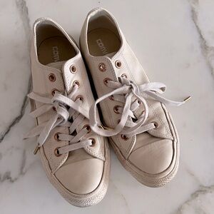 Tan leather converse